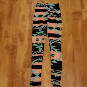 Black,mint green, and coral leggings